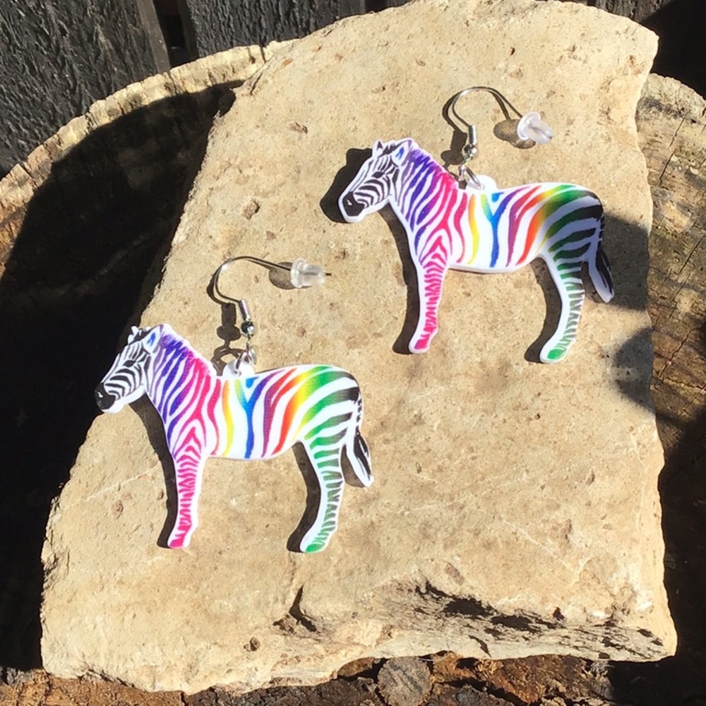 Rainbow Zebra Earrings